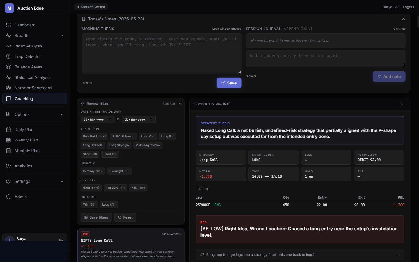 Coach dashboard